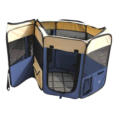 Corral Portátil de Tela Azul Navy para Perros