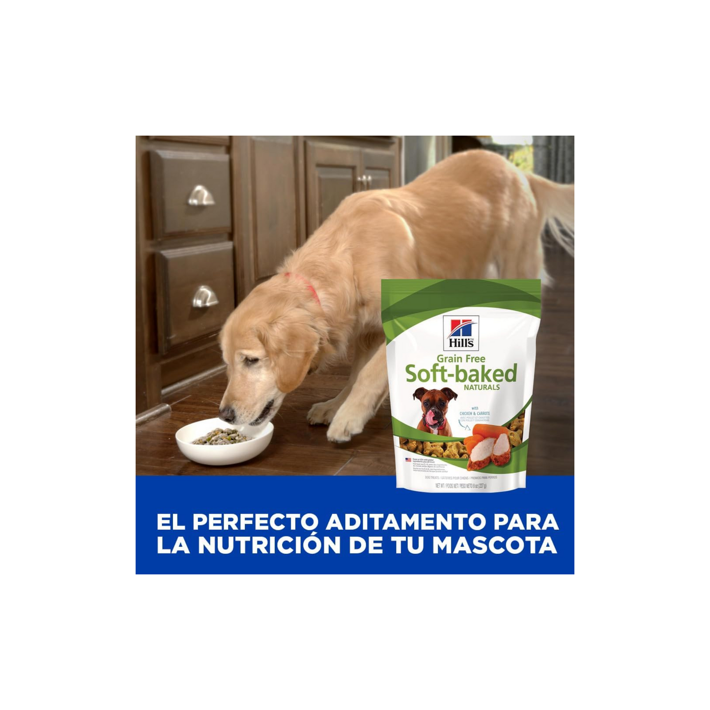 5 Premios Hill's Canine Grain Free Soft-Baked Naturals, Premios Naturales Sin Granos, Horneados Suavemente con Pollo y Zanahorias 227 g
