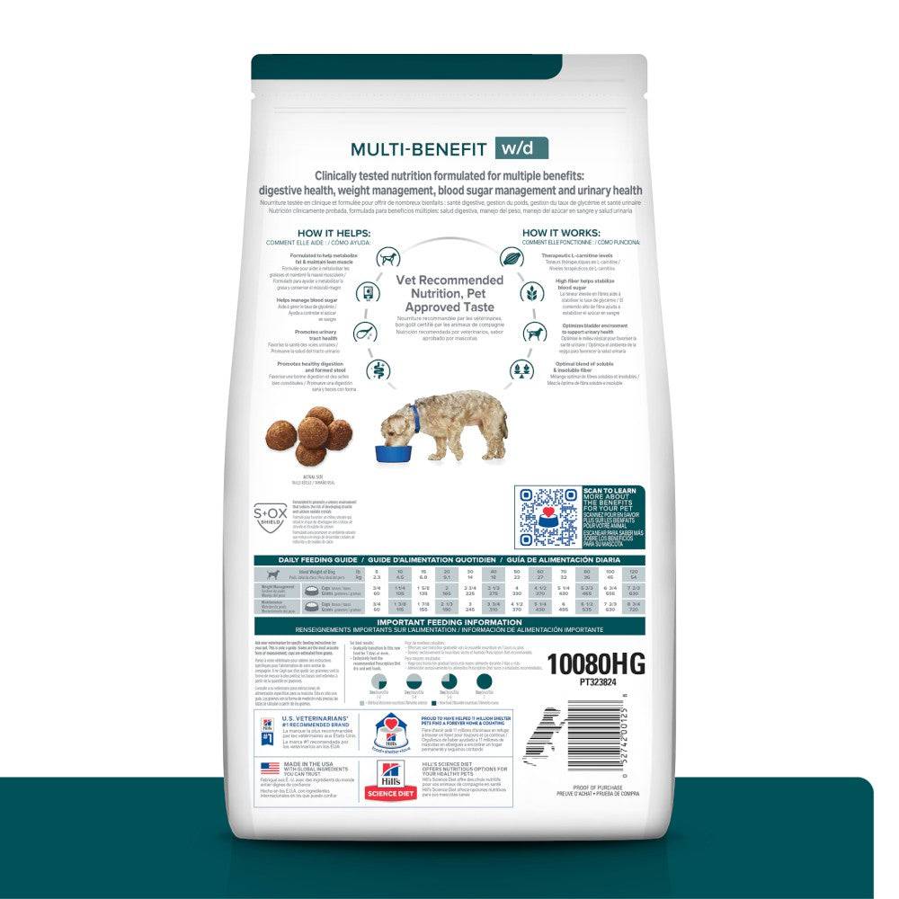 Hill's Prescription Diet w/d, Manejo Peso/Glucosa, para Perro, 12.5 Kg - AniMALL