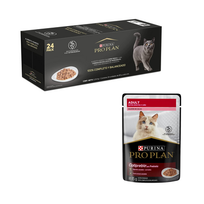 24 Pouches Pro Plan Gato Adulto de Salmón 85 gr