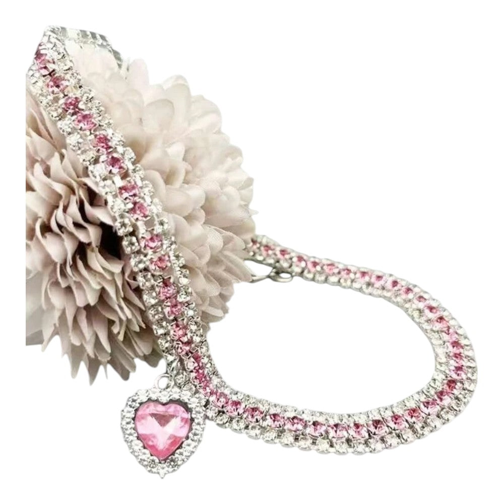 Collar con Dije de Corazón Color Rosa L