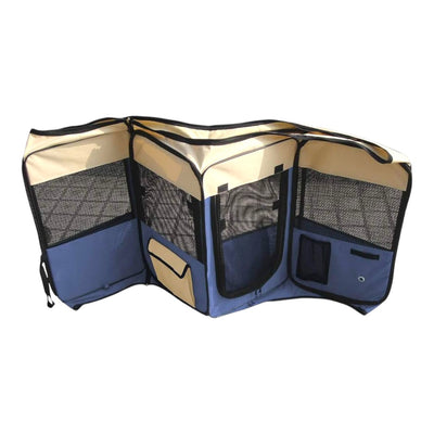 Corral Portátil de Tela Azul Navy para Perros Mediano
