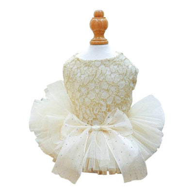 Vestido de Noche color Beige con Moño Talla XSS - AniMALL