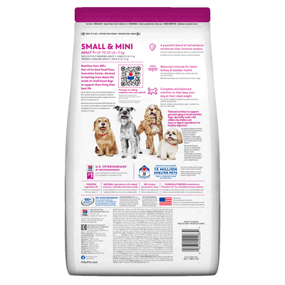 Hill's Science Diet Small & Mini Adult 7+, alimento para perro senior raza pequeña y mini 2Kg - AniMALL