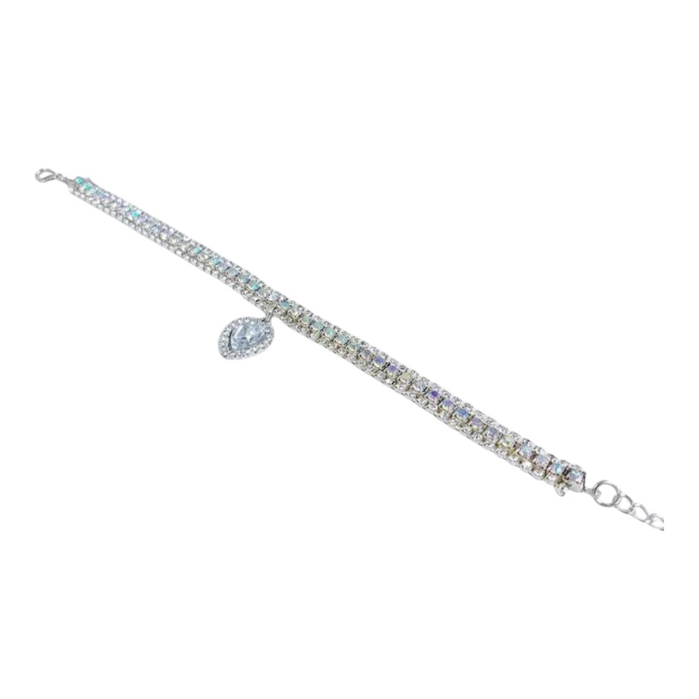 Collar con Dije de Corazón Color Azul Cielo L