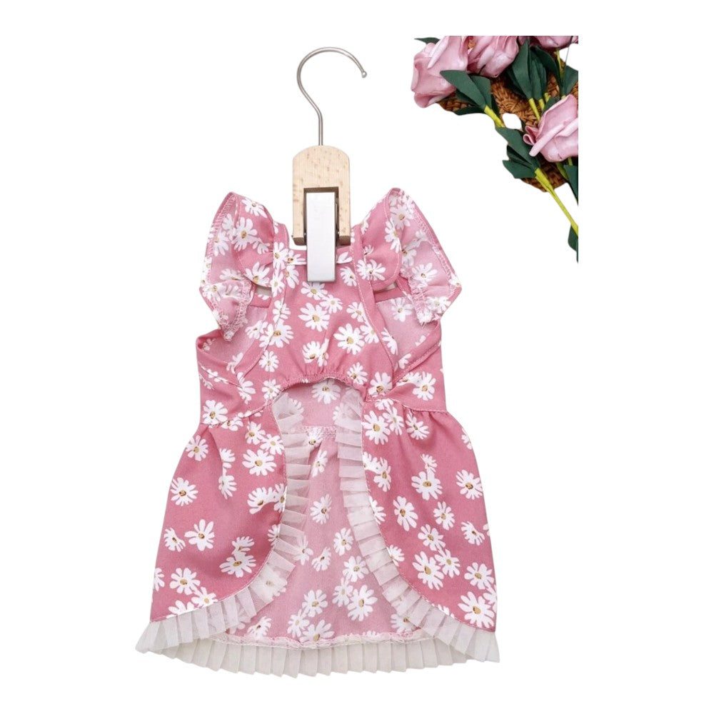 Vestido Rosa Margaritas Primavera Verano XS