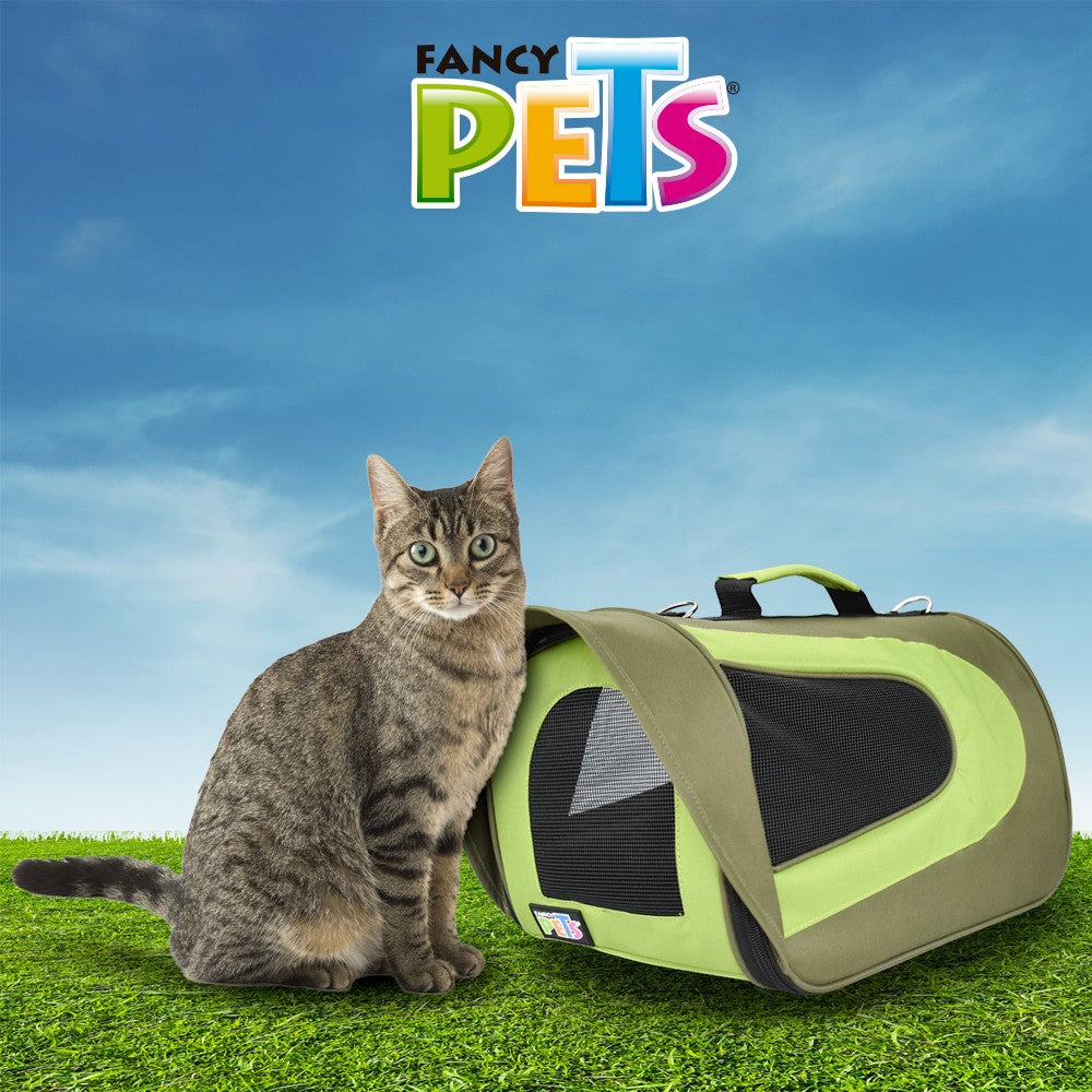 Fancy Pets Transportadora de tela Verde Olivo con Visera Mediana