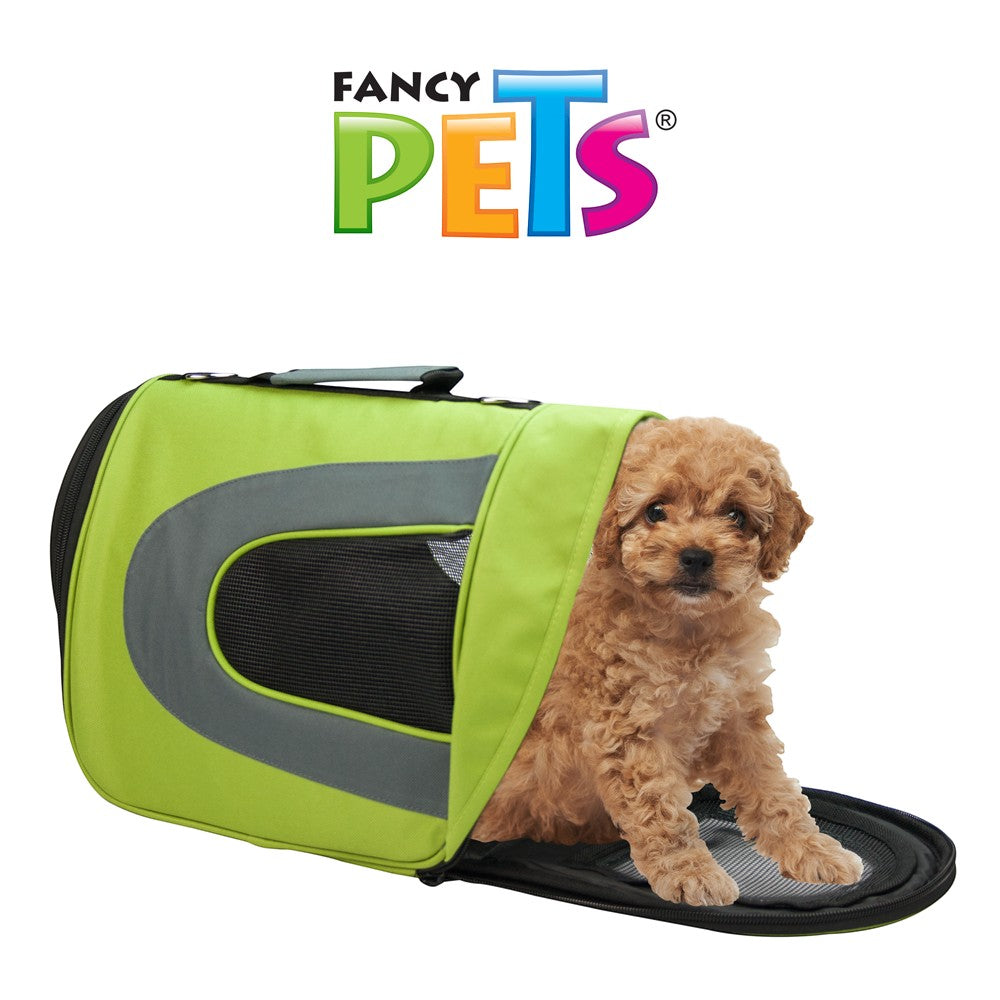 Transportadora de tela para perros color Verde con Visera XS