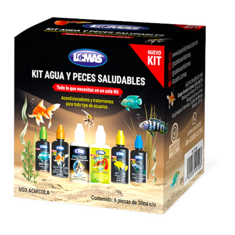Lomas Kit Agua y Peces Saludables 6 Piezas de 30 ml c/u