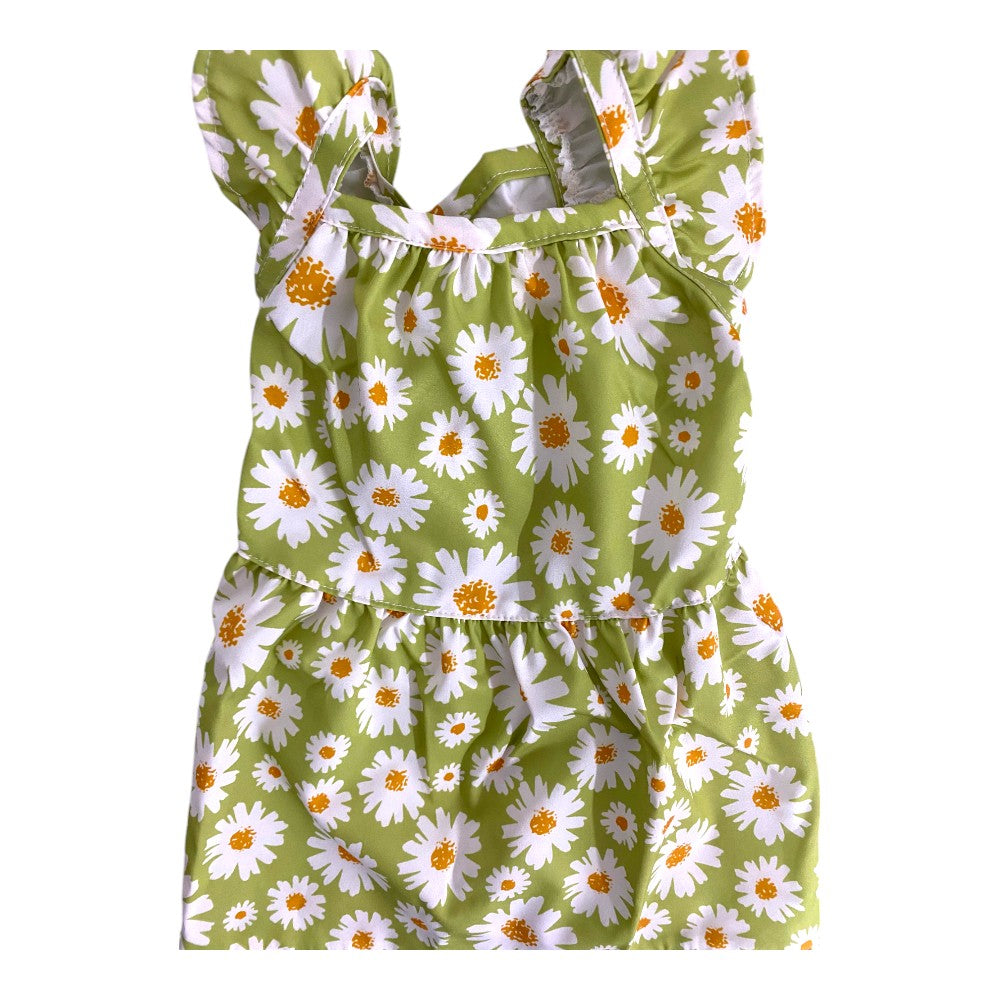 Vestido Verde Margaritas Primavera Verano S