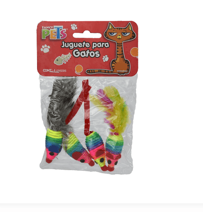Juguete de Ratones Gato 4 Piezas Fancy Pets - AniMALL