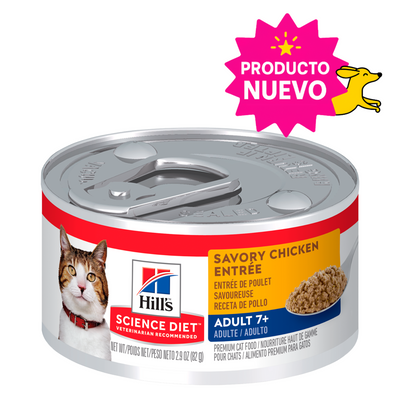 1 Lata Hill's Science Diet Adult 7+ Turkey Entrée Cat Food Cat Can. Alimento Húmedo para Gatos Adultos Senior Sabor Pavo 82 g