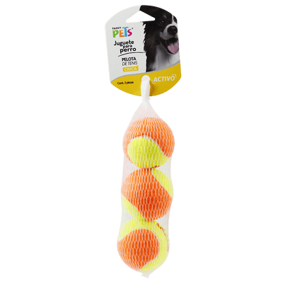 Juguete Pelota Chica de Tenis Bicolor 3 Pz., Fancy Pets - AniMALL