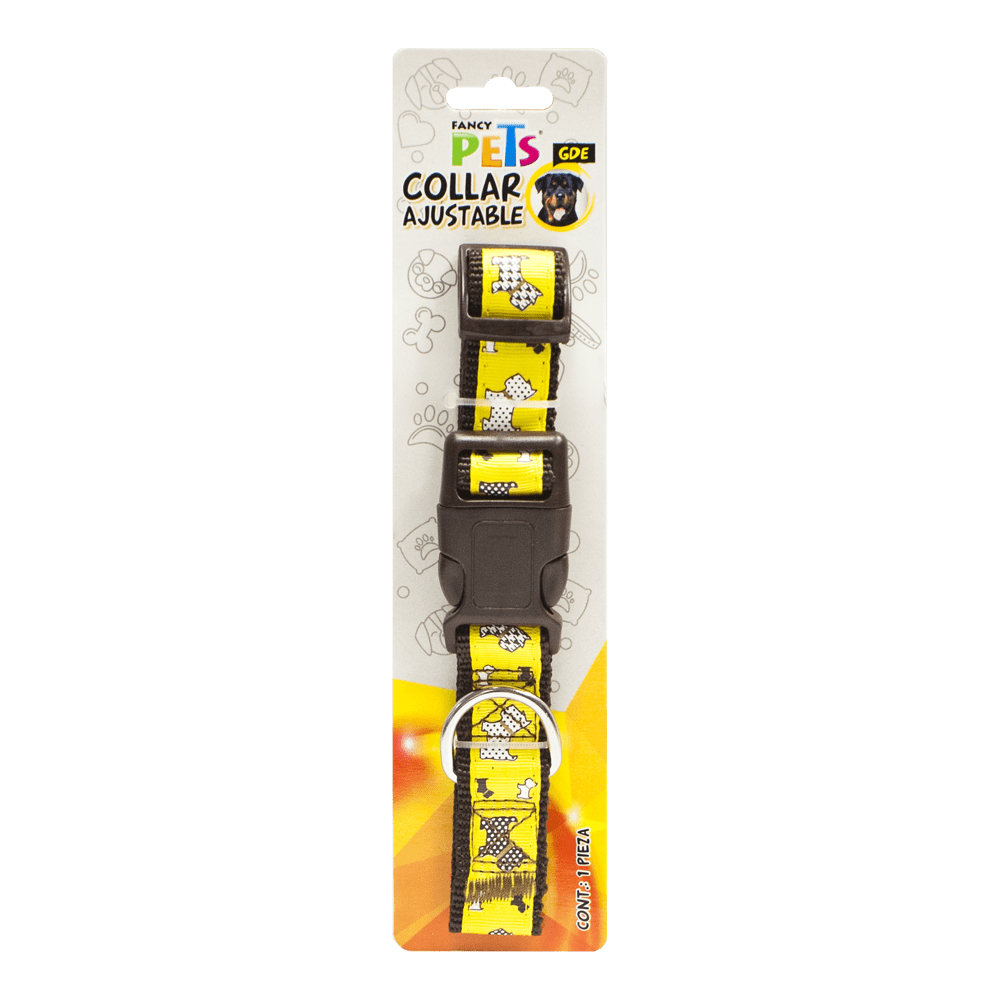 Collar Ajustable Nylon con Liston Bordado Talla L - AniMALL