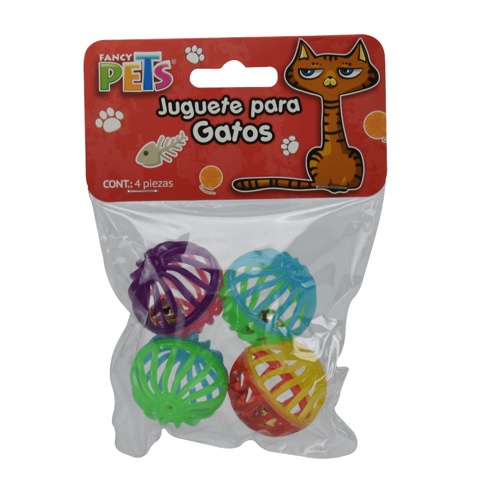 Juguete Pelota Bicolor para Gatos (4 Piezas), Fancy Pets - AniMALL