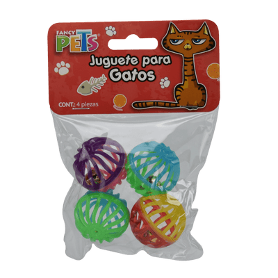 Juguete Pelota Bicolor para Gatos (4 Piezas), Fancy Pets - AniMALL