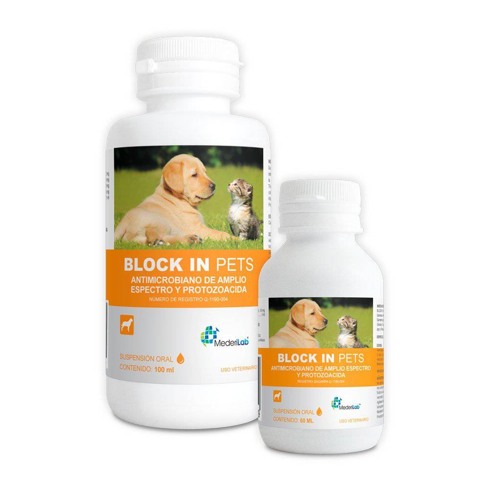 Block in Pets Antimicrobiano y Protozoacida Oral 100 ml MederiLab - AniMALL