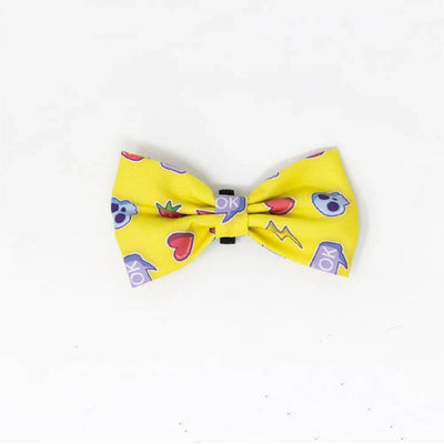Collar con moño Amarillo con emoji Talla M - AniMALL
