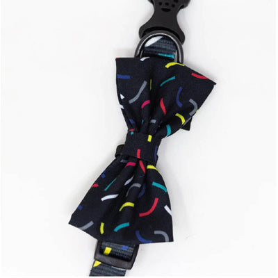 Collar con moño confetti color negro Talla S - AniMALL