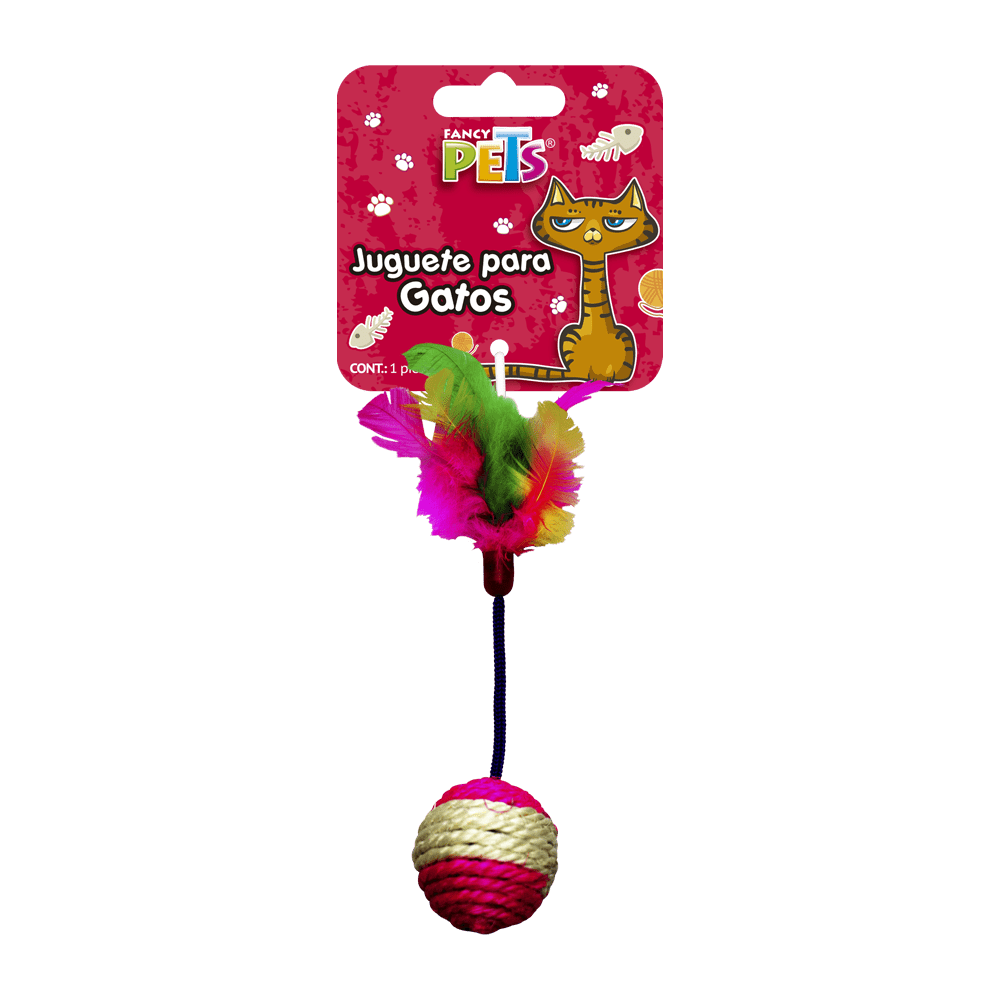 Juguete Pelota con Plumas Gatos Fancy Pets - AniMALL