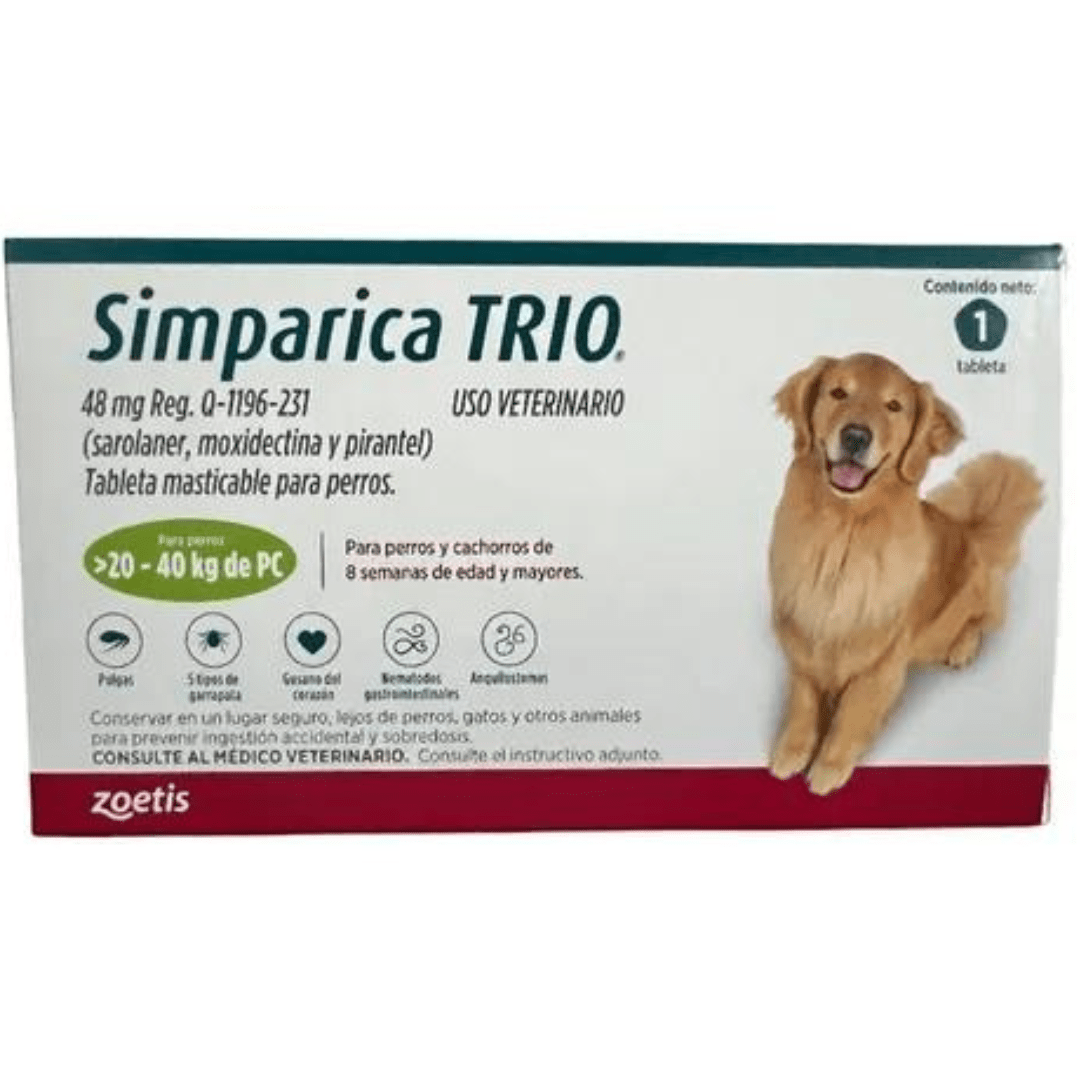 Simparica Trio 1 Masticable 48mg 20 a 40kg - AniMALL