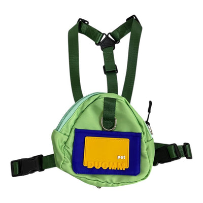 Mochila Mediana Color Verde con Correa para Mascota