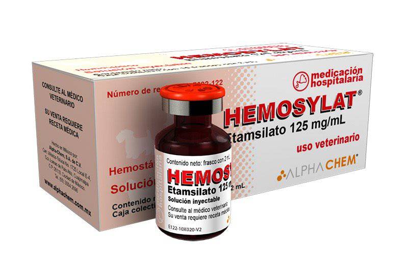 Hemosylat Etamsilato 10 frascos de 2ml (125mg/ml), AlphaChem - AniMALL