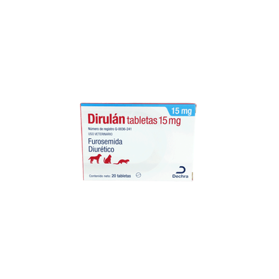 Dirulan, Furosemida, 20 tabletas de 15mg c/u, Dechra - AniMALL