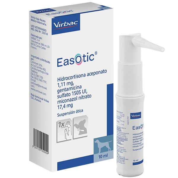 EasOtic, Antiinflamatorio y antimicrobiano, Suspensión Ótica de 10 ml, Virbac. - AniMALL