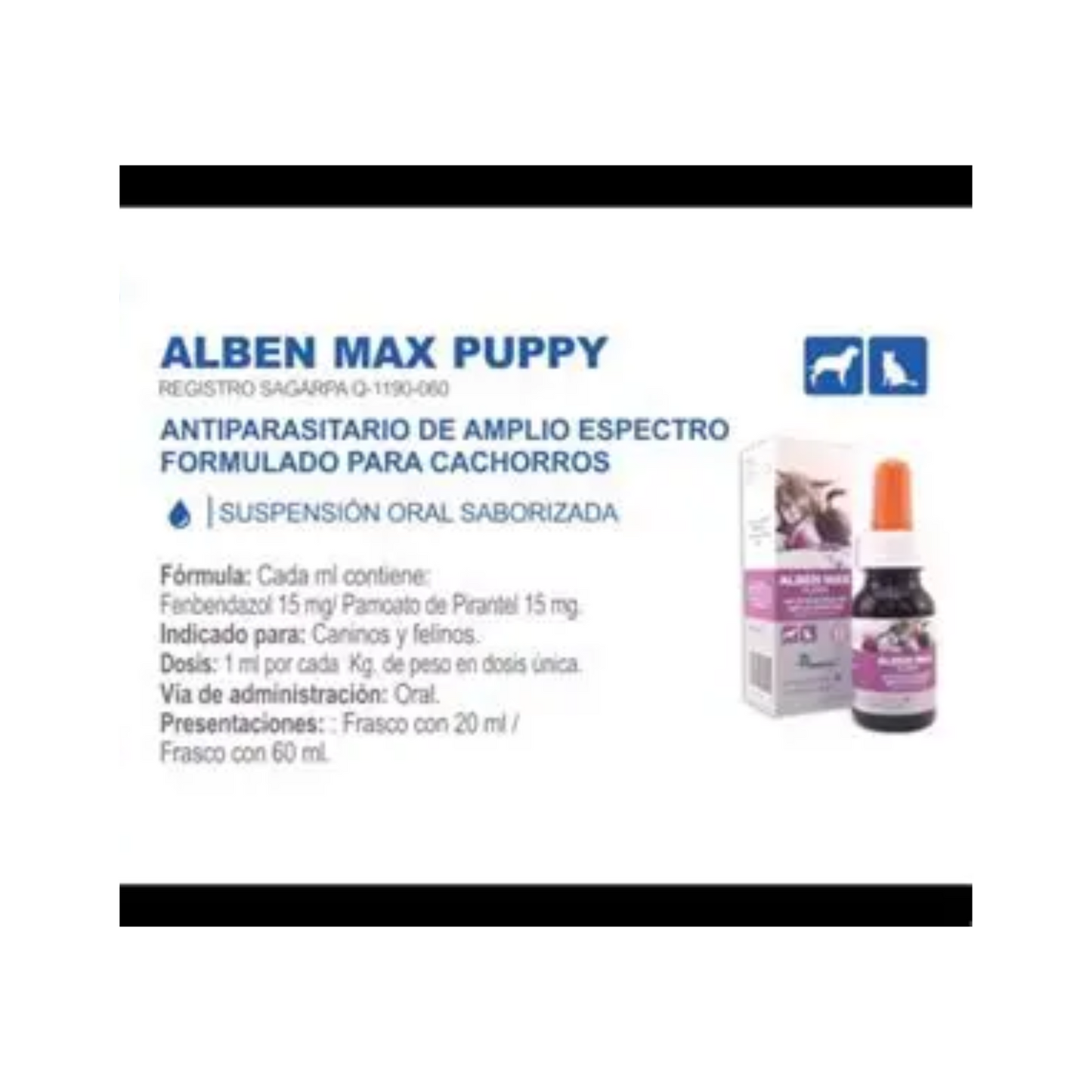Alben Puppy Max Antiparasitario Oral Saborizada 60 ml Mederilab