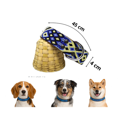 B&Kolor Collar Artesanal Azul Talla Mediano Ancho