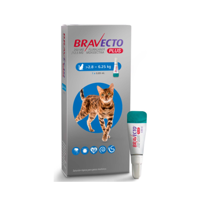 Bravecto Plus Gatos 250 mg 2.8 a 6.25 kg Pipeta 0.89 ml