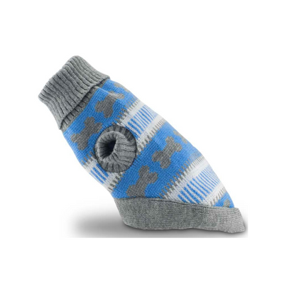 CATM Suéter de Huesos Color Azul con Gris Talla 9