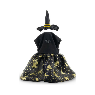 CATM Disfraz de Bruja Color Negro con Dorado para Mascota Talla 3