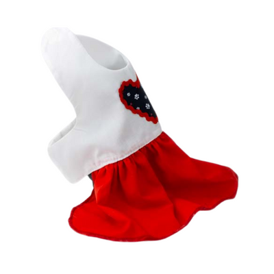 CATM Vestido Color Blanco de Corazon con Falda Roja Talla 6