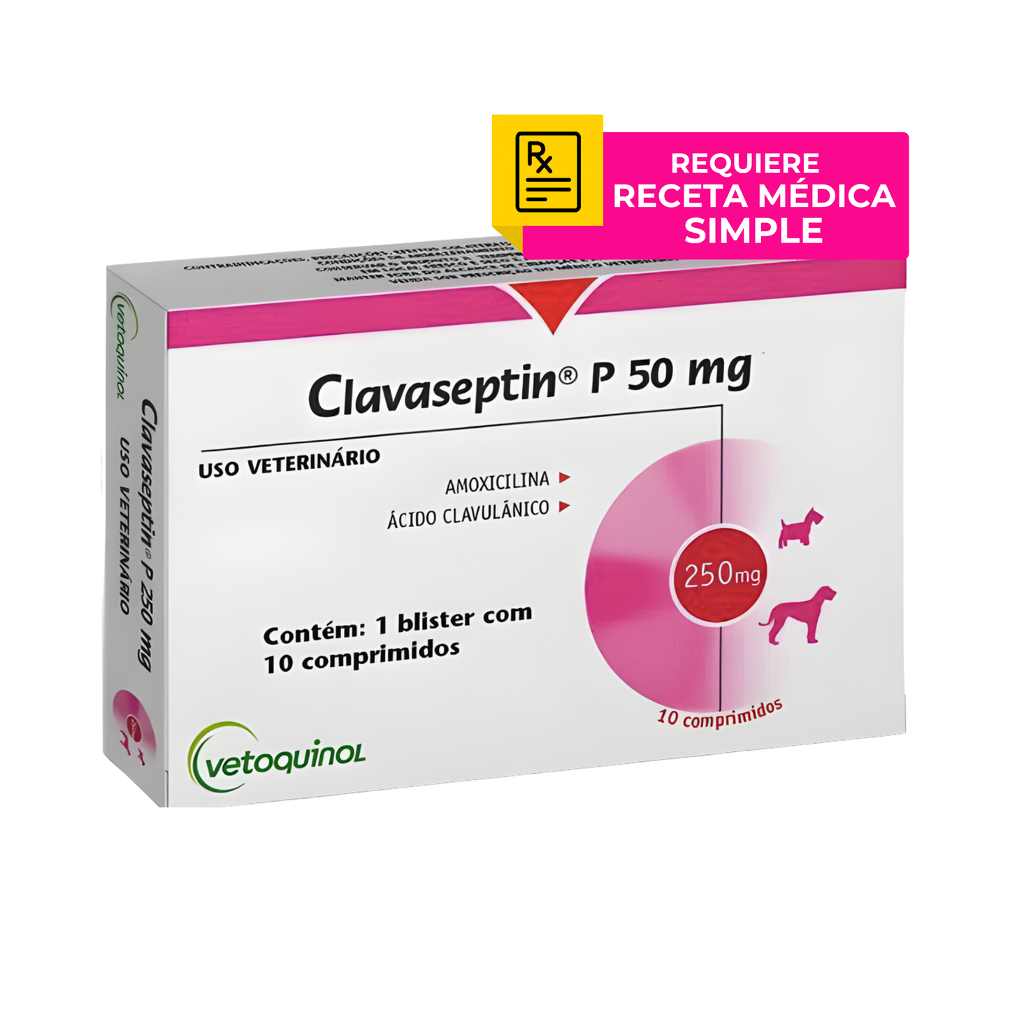 Clavaseptin P. 50 Mg Antibiótico, Blister de 10 Tabletas Vetoquinol