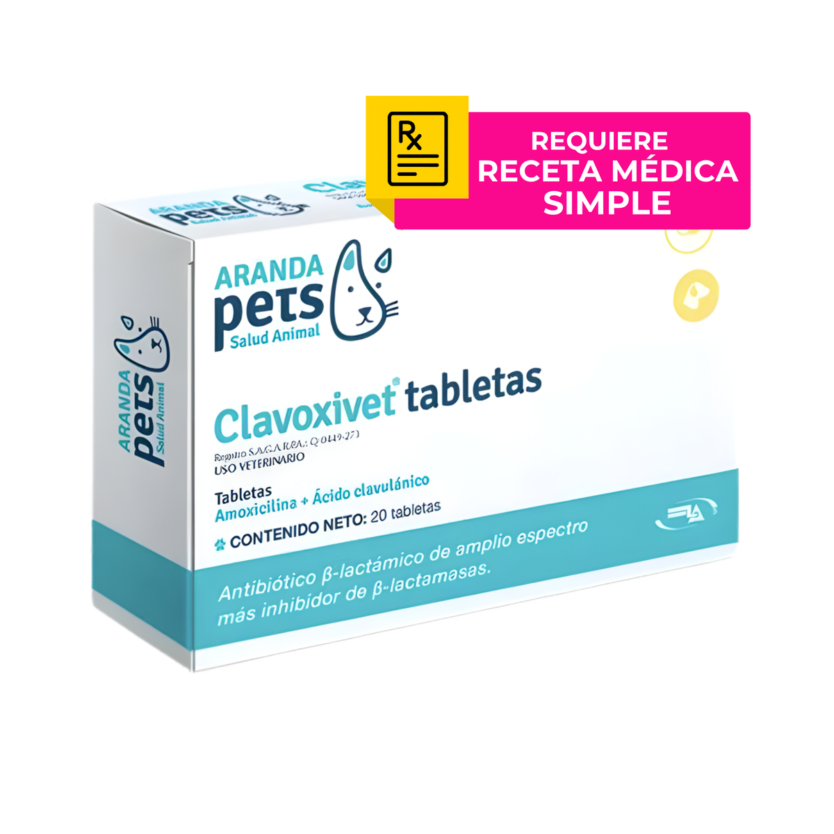 Clavoxivet 700 mg 20 Tabletas | Amoxicilina Clavulánico Perro