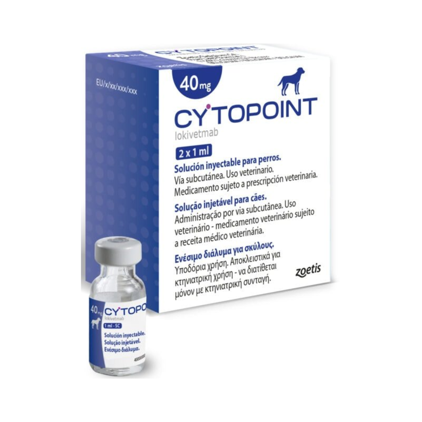 Cytopoint 40 mg Zoetis | Antiprurítico para Perros | 2 Viales de 1 ml