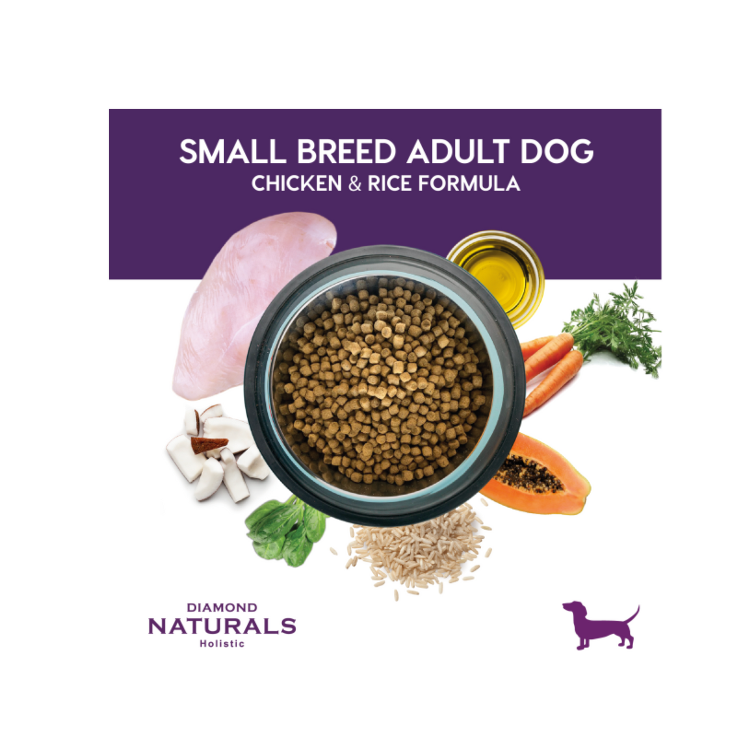 Diamond Naturals Perro Adulto Razas Pequeñas, Pollo y Arroz 2.72 Kg