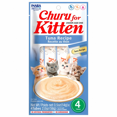 Churu Premios para Gato Kitten Atún Caja con 6 Bolsas de 4 Tubos 14 g