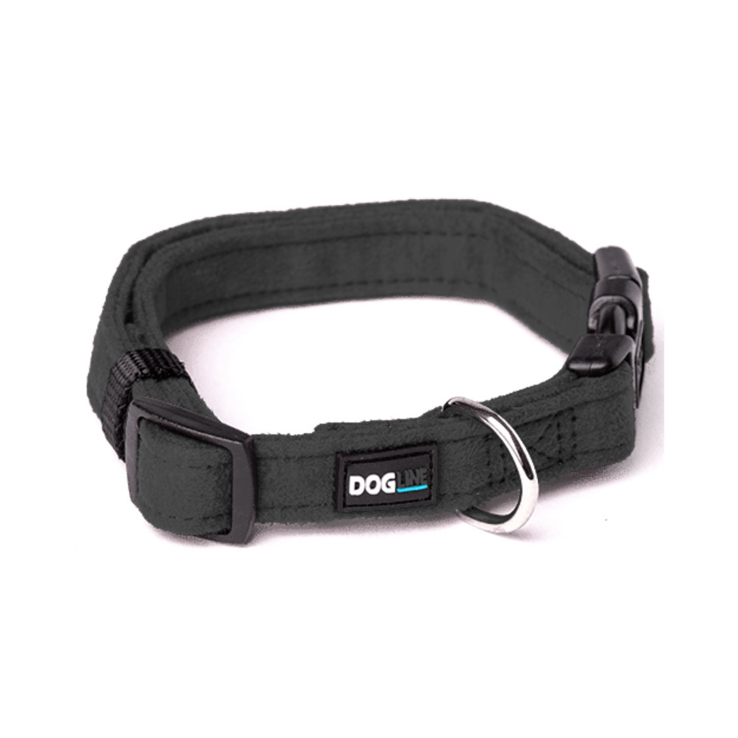 Dogline Collar de Microfibra Color Negro Talla Grande