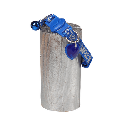 Dogness Collar Color Azul con Flores para Gato Talla M