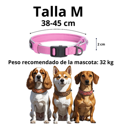 Dogness Collar Reflectivo Color Rosa Para Perro Talla M