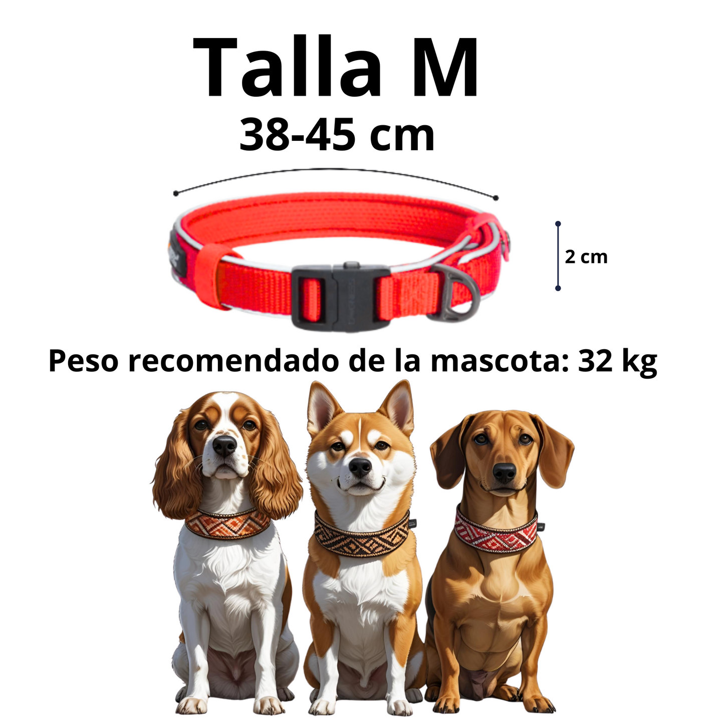 Dogness Collar Reflectivo Color Rojo Para Perro Talla M