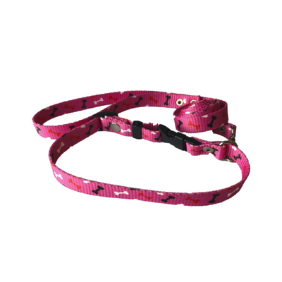 Elite Correa con Collar Color Rosa con Huesitos Talla M