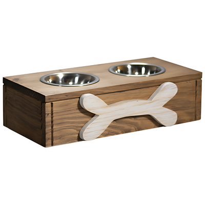 Figment Comedero Para Perro y Gato Doble De Madera Chico