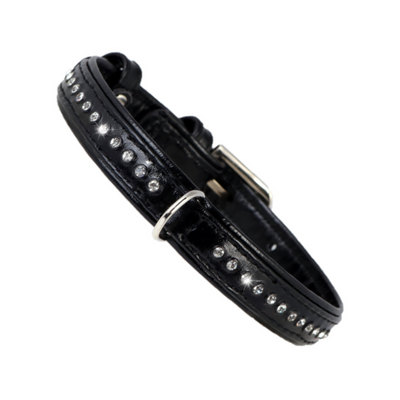 Glamour Collar de Cristales Pequeños Color Negro para Perro Talla M