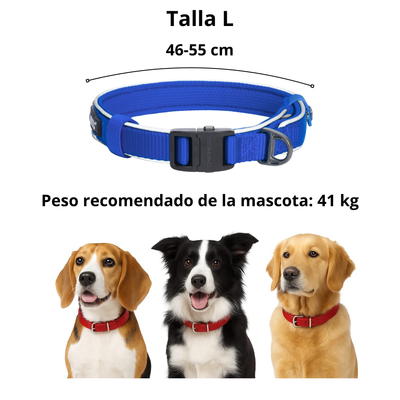 Dogness Collar Reflectivo Color Azul Para Perro Talla L