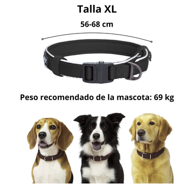 Dogness Collar Reflectivo Color Negro Para Perro Talla XL