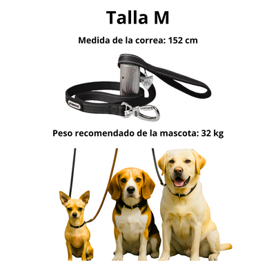 Dogness Correa Reflectiva Color Negro Para Perro Talla M